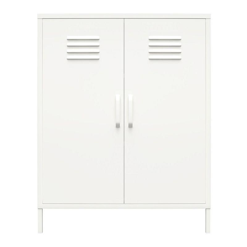 White Metal Locker Style Storage Cabinet with Adjustable Shelving