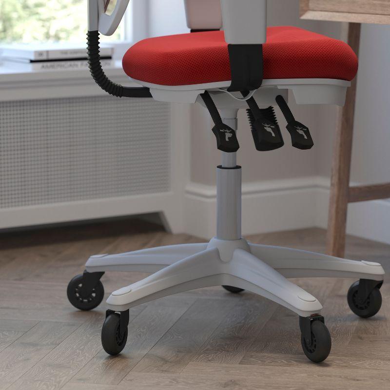 Flash Furniture Mid-Back Ergonomic Multifunction Mesh Chair with Polyurethane Wheels-Red