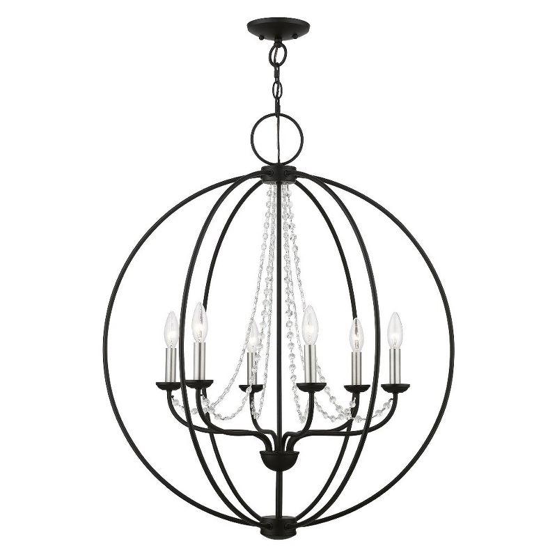 Arabella 6-Light Black and Nickel Crystal Globe Pendant