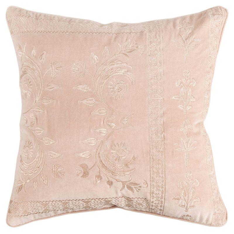 20"x20" Oversize Poly Filled Solid Square Throw Pillow Cover Blush - Rizzy Home: Cotton, Reversible, Zippered