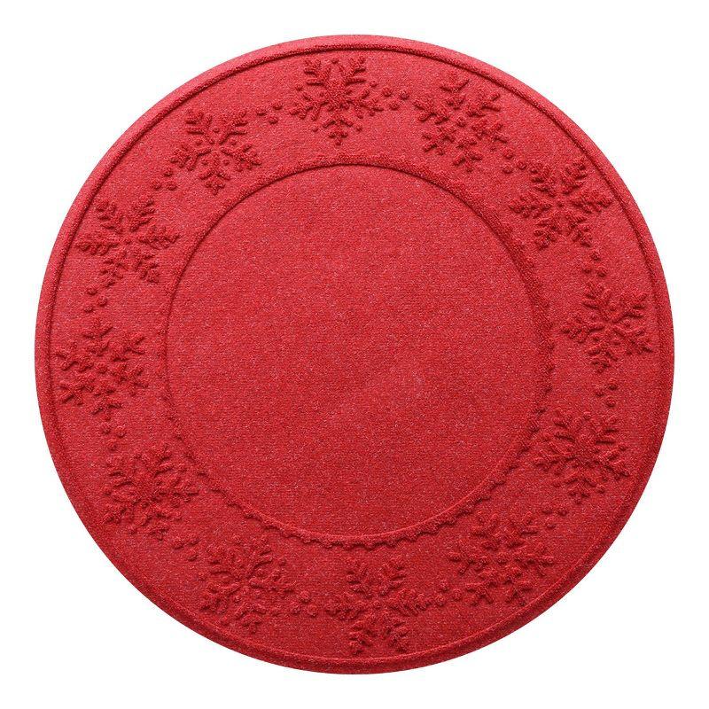 Bungalow Flooring 3' WaterHog Snowflake Tree Skirt Round Floormat Red: Weather-Resistant, Skid-Resistant, Indoor/Outdoor Use