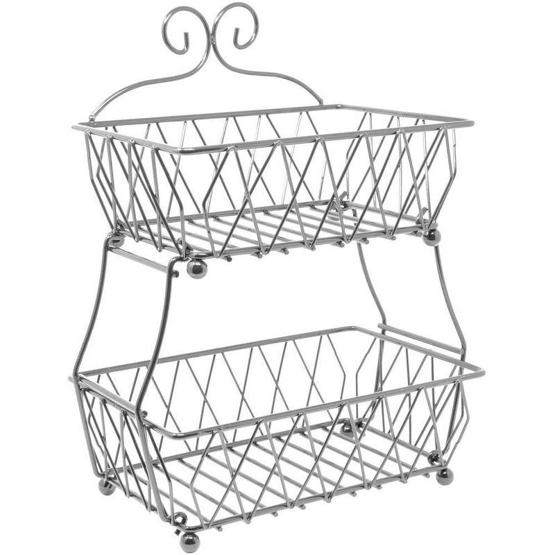 Sorbus 2-Tier Metal Fruit Basket Stand