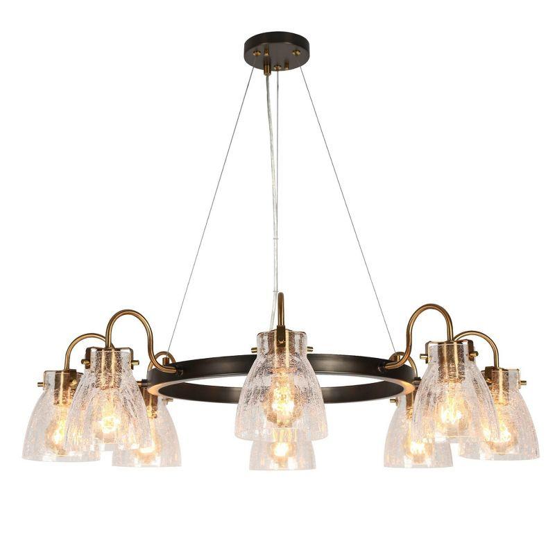 LNC Aidtyrtm 8-Light Matte Black and Polished Gold and Crackled Glass LED Dry Rated Chandelier: UL Listed, Adjustable Height, E26