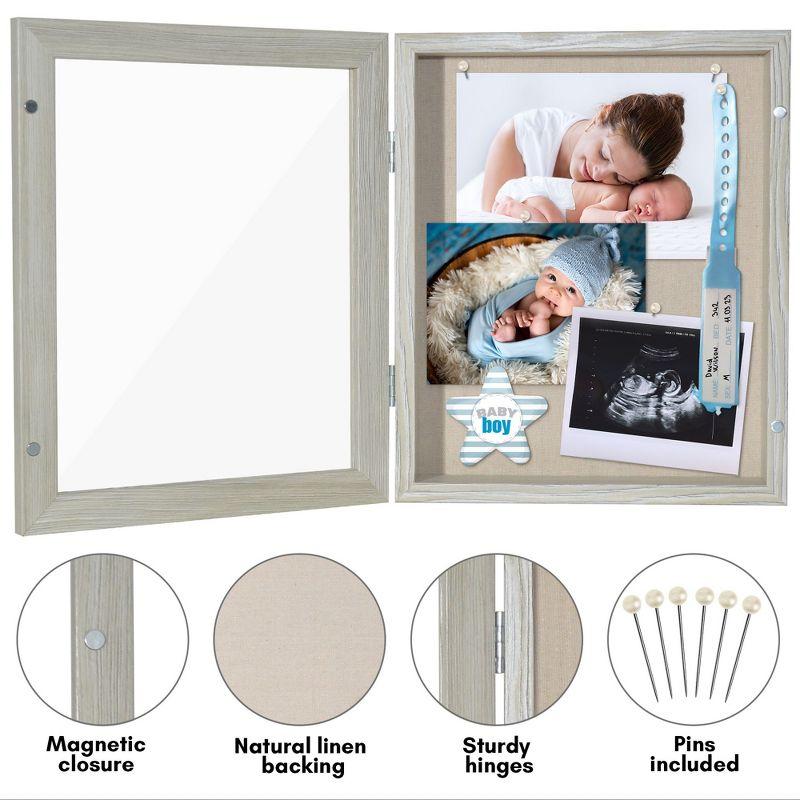 Americanflat 8x10 Front Loading Shadow Box Frame and Display Case for Keepsakes - Grey Wood