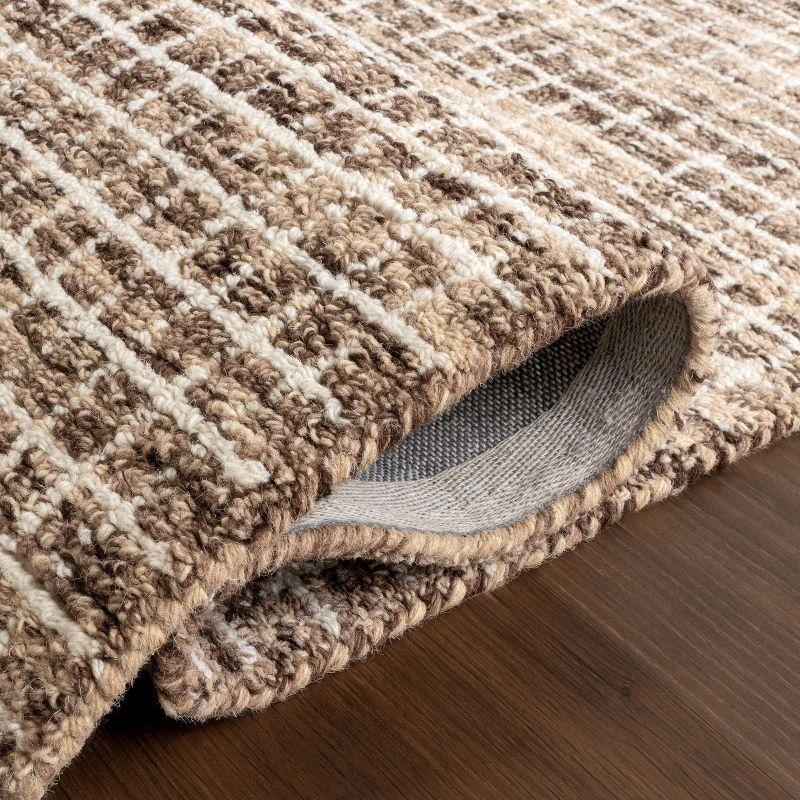 Katasha Checked Wool Brown Area Rug