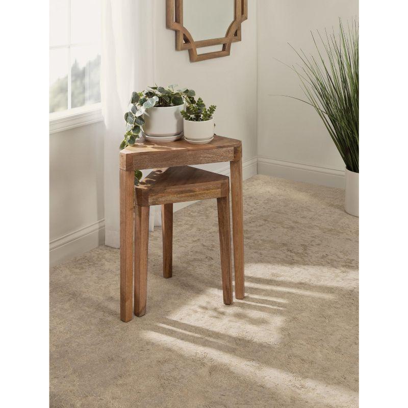 Kate and Laurel Talcott Triangle Wood Nesting Table, 2 Piece, Natural