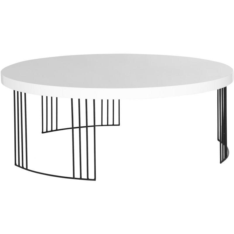 Keelin Mid Century Scandinavian Lacquer Coffee Table - White/Black - Safavieh.