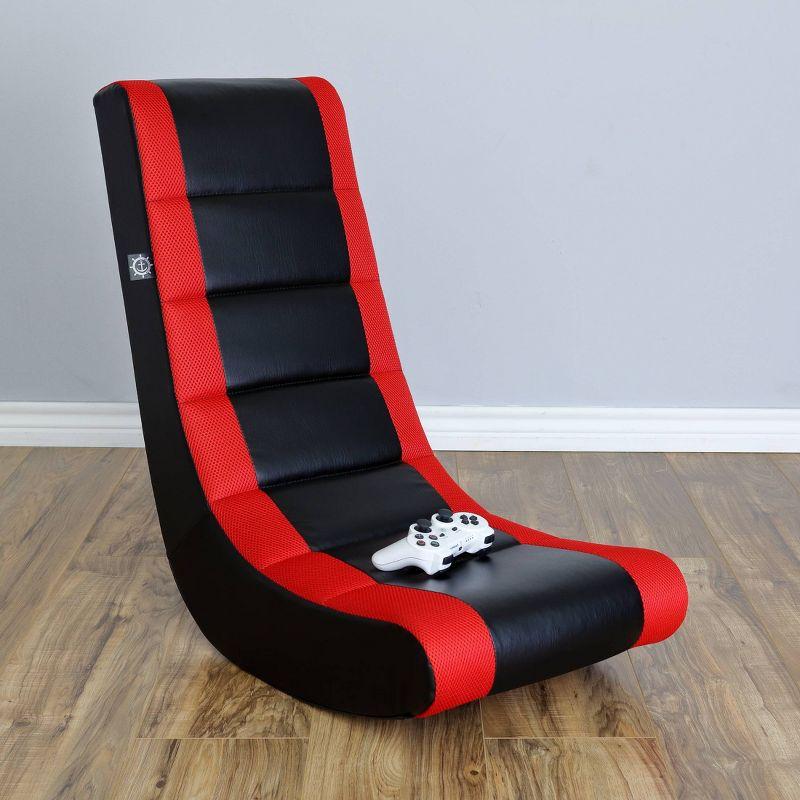 Video Rocker Gaming Chair Black/Red - The Crew Furniture: Ergonomic Floor Seat, Padded for Comfort, No Assembly Required