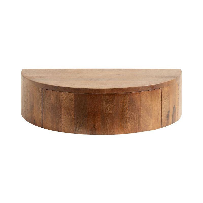 Walnut Brown Mango Wood Floating Side Table with Drawer