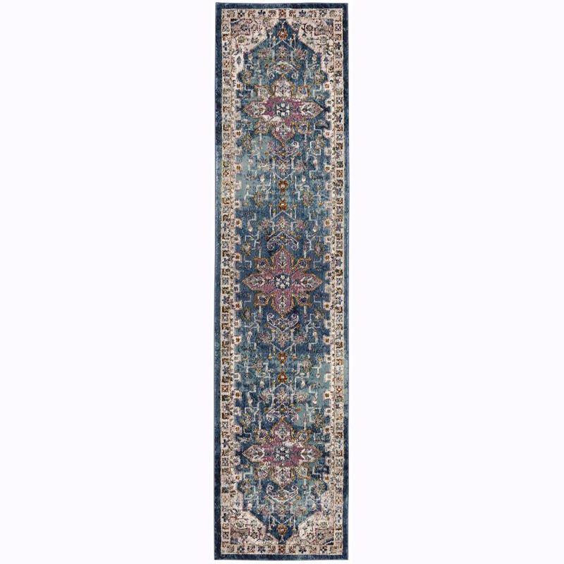 Aria ARA160 Power Loomed Runner Rug - Blue/Creme - 2'x6' - Safavieh.