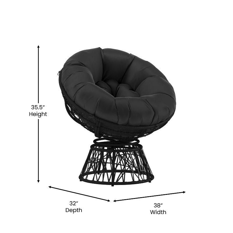 Merrick Lane Papasan Style Woven Wicker Swivel Patio Chair with Removable All-Weather Cushion