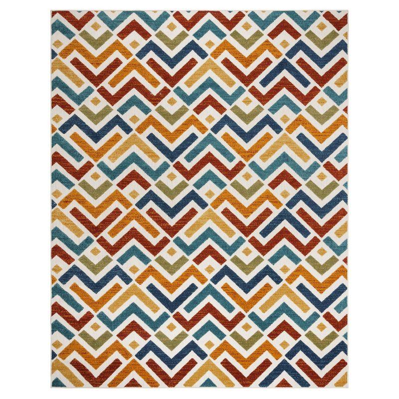 Gertmenian Fosel Allie Multicolored Modern Chevron Indoor/Outdoor Flatweave Area Rug