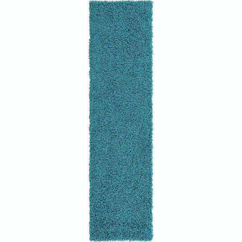 Blue Shag Reversible Synthetic Runner Rug