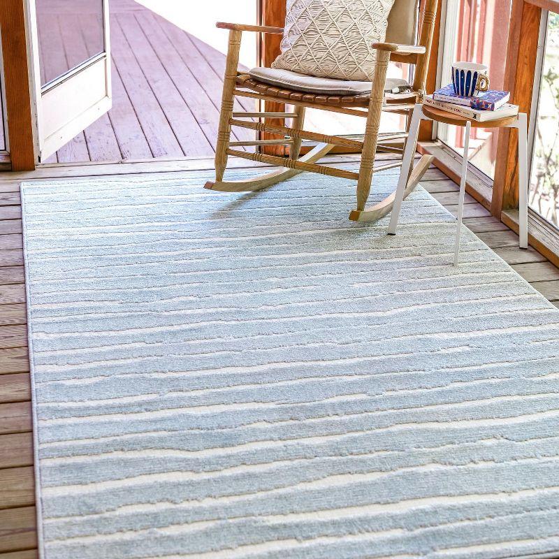 Light Blue Rectangular Synthetic Outdoor Area Rug