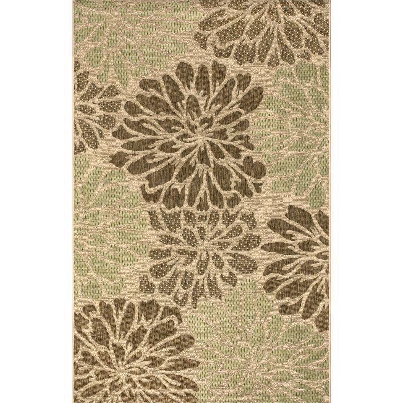 Sage & Brown Floral Flat Woven 4'x6' Synthetic Area Rug