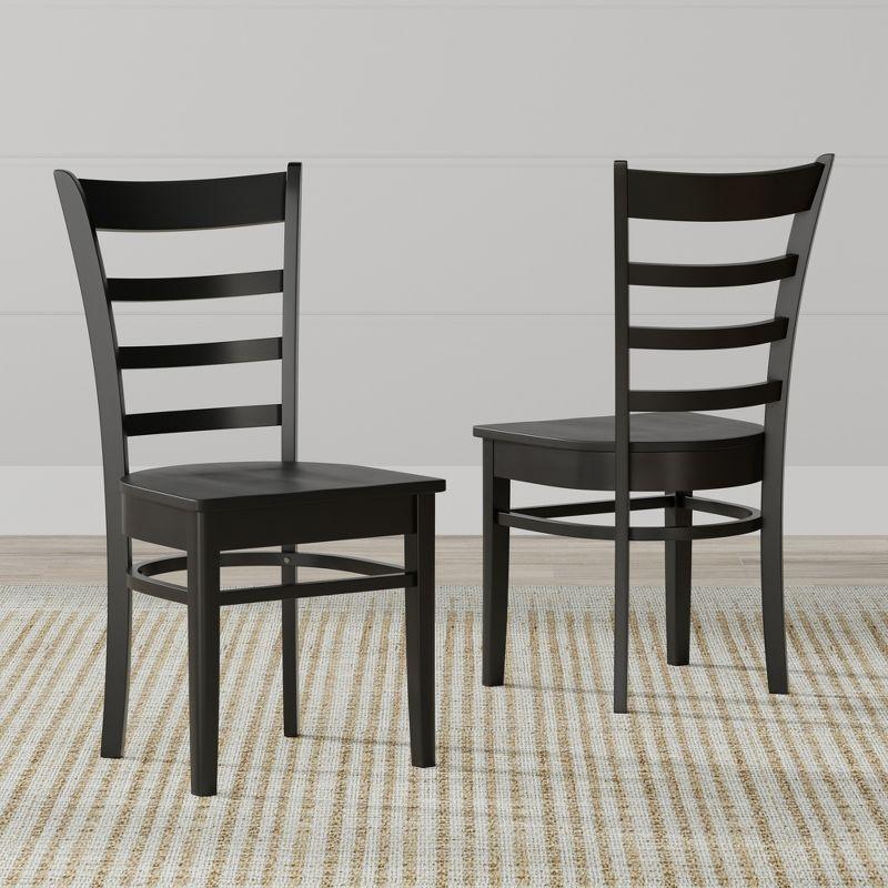 Glenwillow Home Slat Back Solid Wood Dining Chairs in Black (Set of 2)