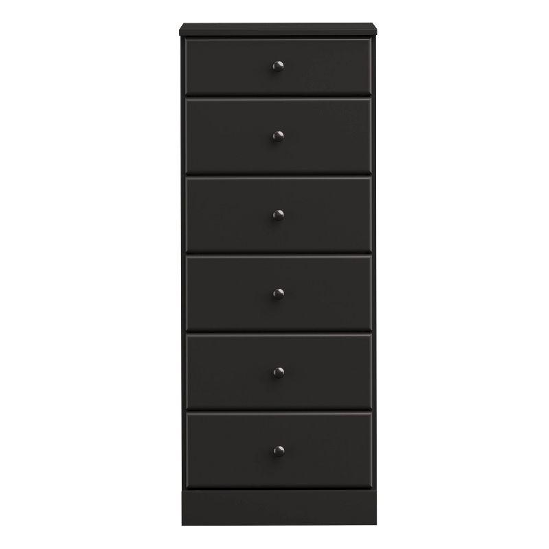 Astrid 6 Drawer Tall Chest Black - Prepac: Space-Saving Vertical Storage for Bedroom