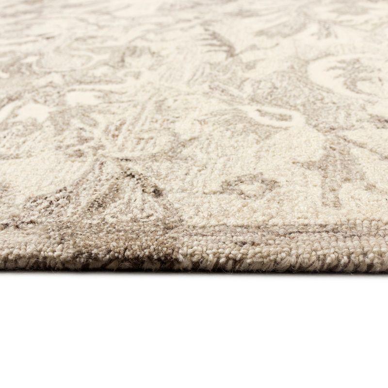 Elegant Ivory Floral Hand-Tufted Wool Area Rug 3'6" x 5'6"