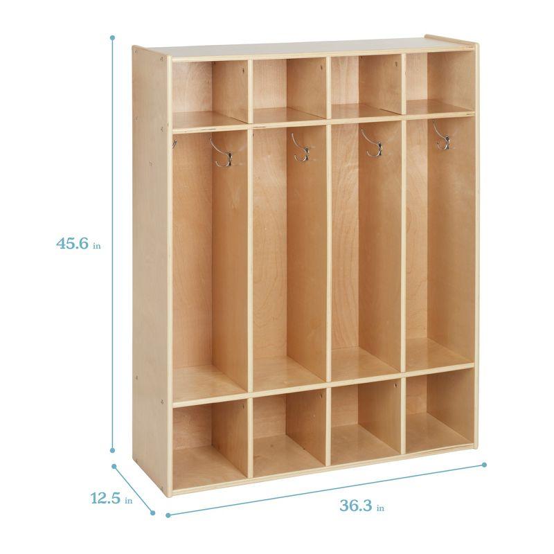 ECR4Kids Streamline 4-Section Coat Locker, Natural