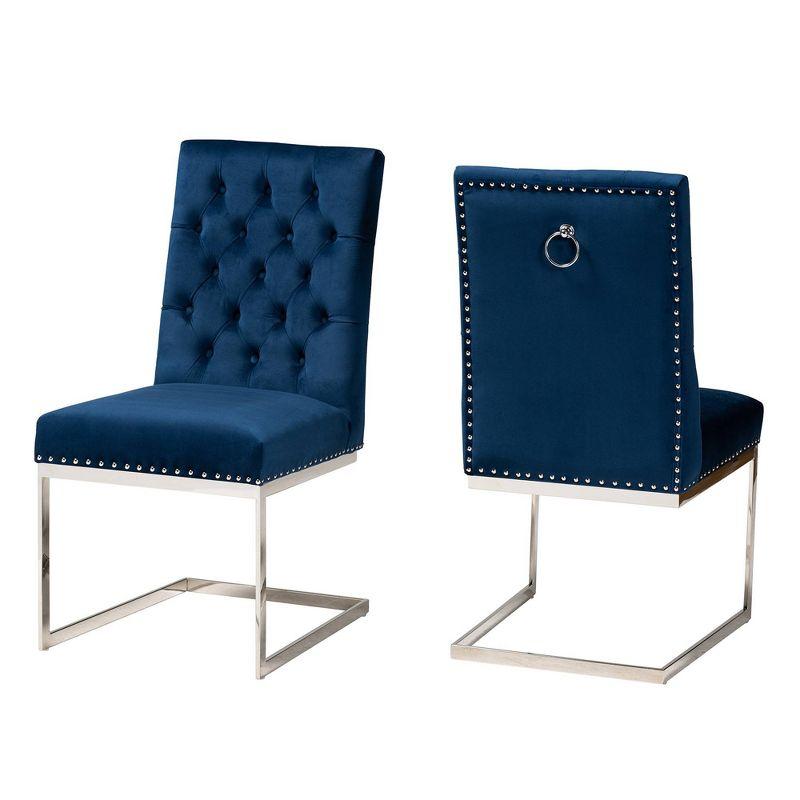 2pc Sherine Velvet Fabric and Metal Dining Chair Set - Baxton Studio