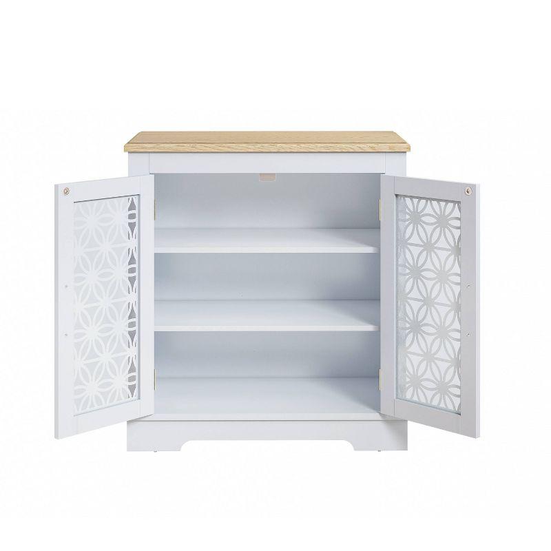 30" Storage Sideboard Buffet Cabinet White - Home Essentials: Rustic Bohemian Style, Adjustable Shelves, Tempered Glass Doors