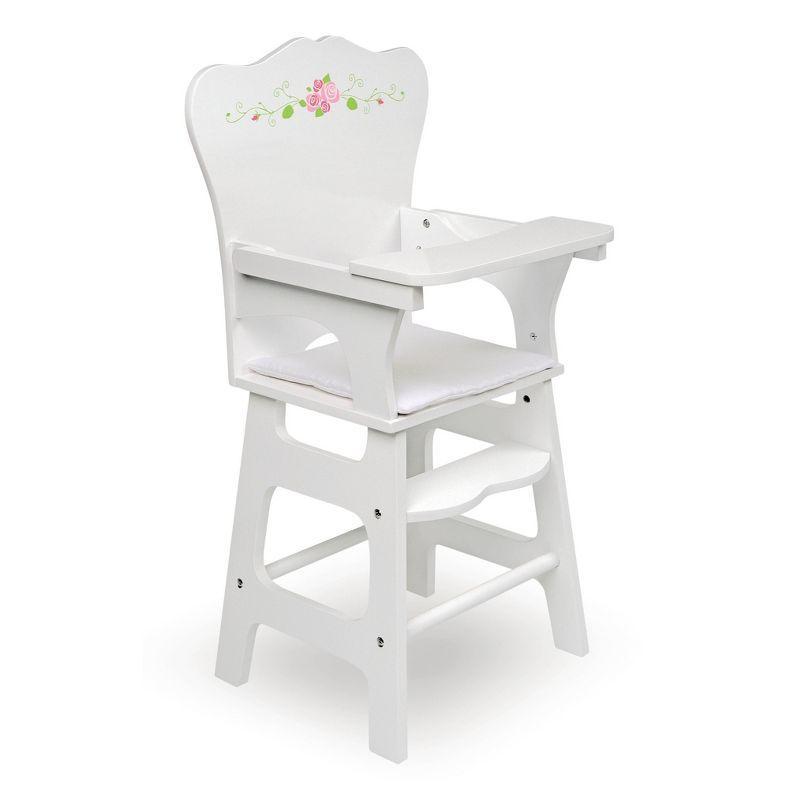 Badger Basket Doll High Chair with Padded Seat - White Rose