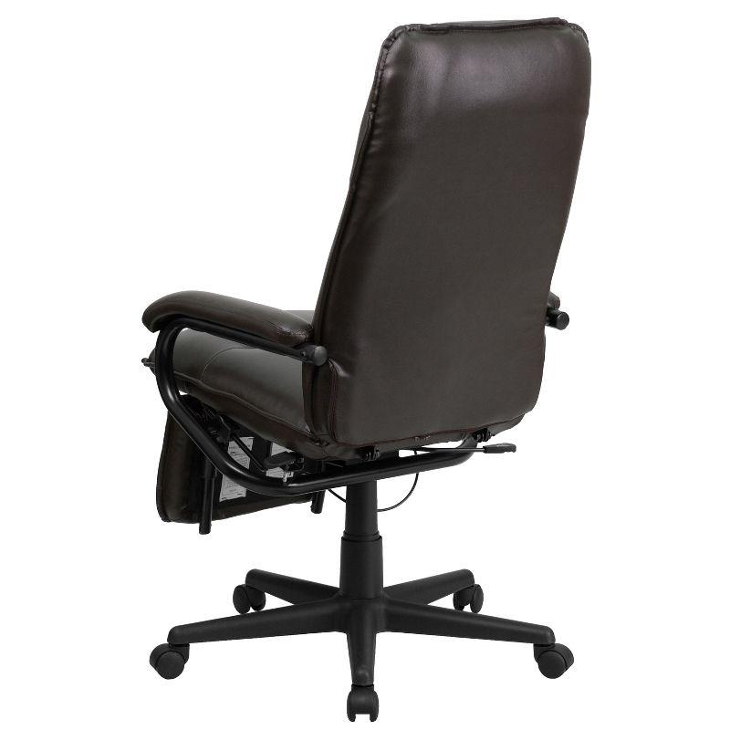 Flash Furniture High Back Brown LeatherSoft Executive Reclining Ergonomic Swivel Office Chair with Arms