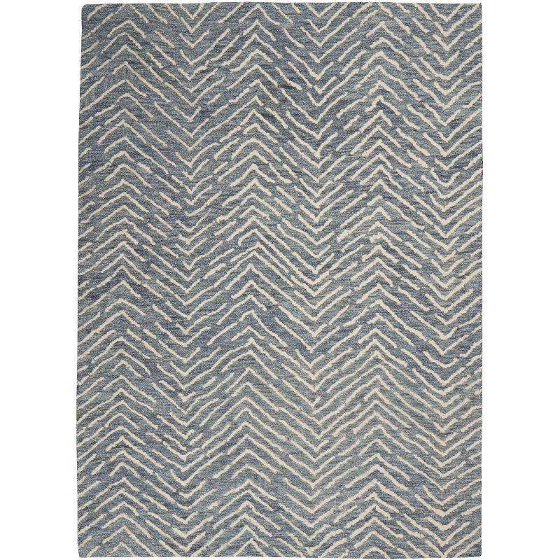 Indigo Ivory Chevron Hand-Tufted Wool 4' x 6' Area Rug