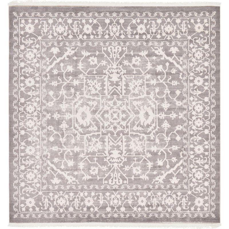 Unique Loom New Classical Collection Area Rug - Olympia (8'  Square Light Gray/Ivory)
