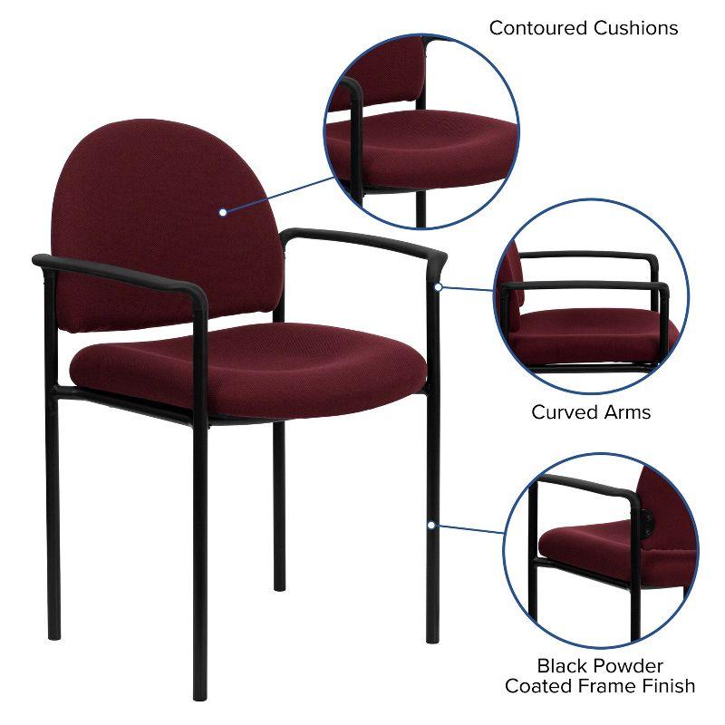 ErgoStack Burgundy Fabric and Black Metal Side Reception Chair