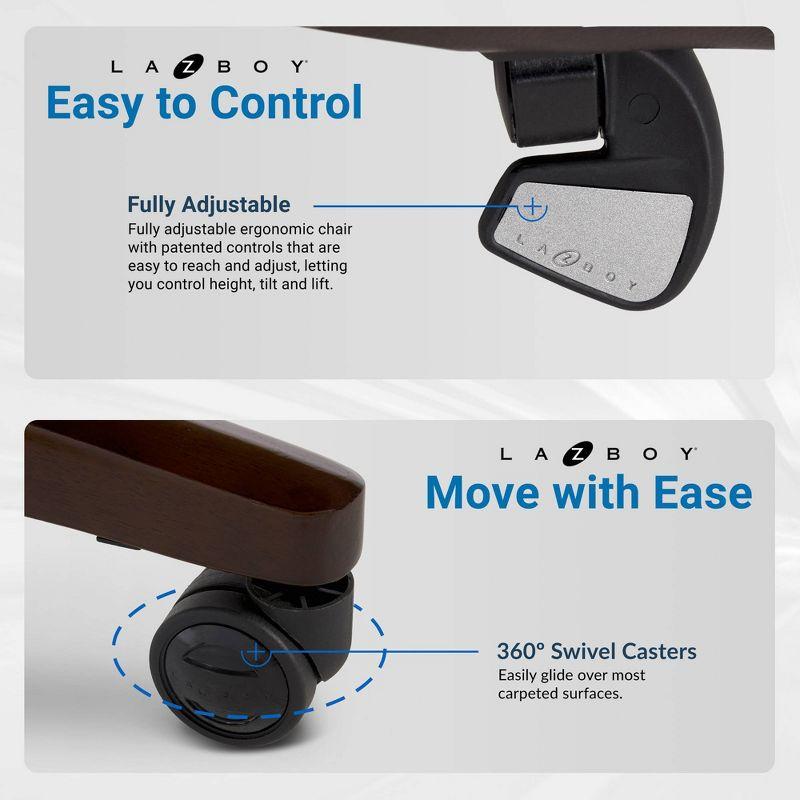 La-Z-Boy La-Z-Boy Edmonton Big & Tall Executive Office Chair, ComfortCore with Memory Foam Cushions, Real Wood Arms and Base, Waterfall Seat Edge, Bonded Leather