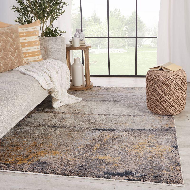 Trevena Gray and Gold Abstract Wool Area Rug