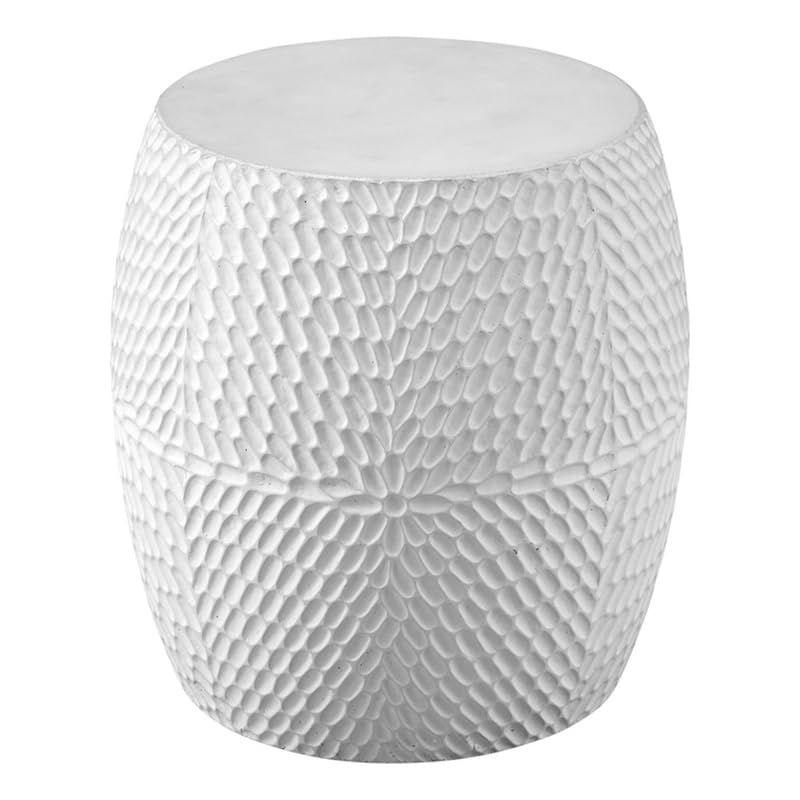 Lily White Round Carved Concrete Accent Table