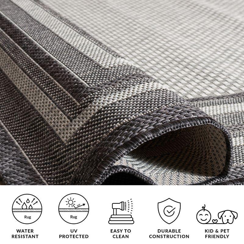 Courtyard CY8475 UV & Stain Resistant Non-Shedding Power Loomed Indoor/Outdoor Area Rug - Light Grey/Black - 6'7"x6'7" - Safavieh