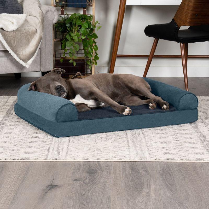 FurHaven Faux Fleece & Chenille Orthopedic Sofa Dog Bed