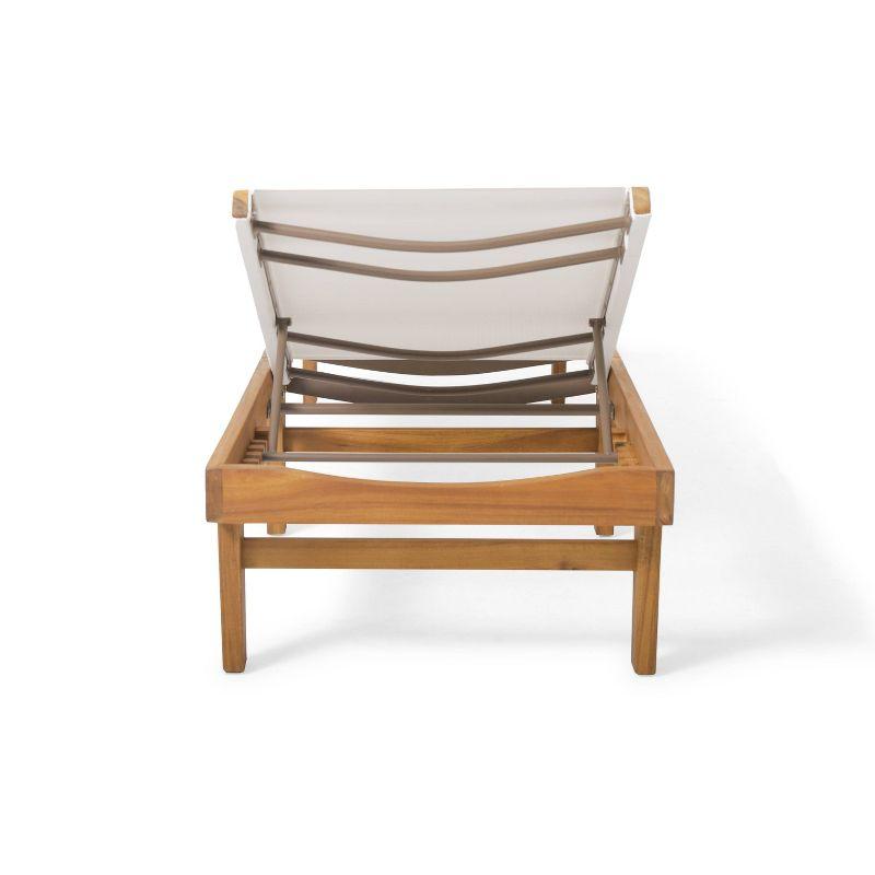 Summerland Acacia Wood Chaise Lounge -Teak/White - Christopher Knight Home: Weather-Resistant Patio Furniture