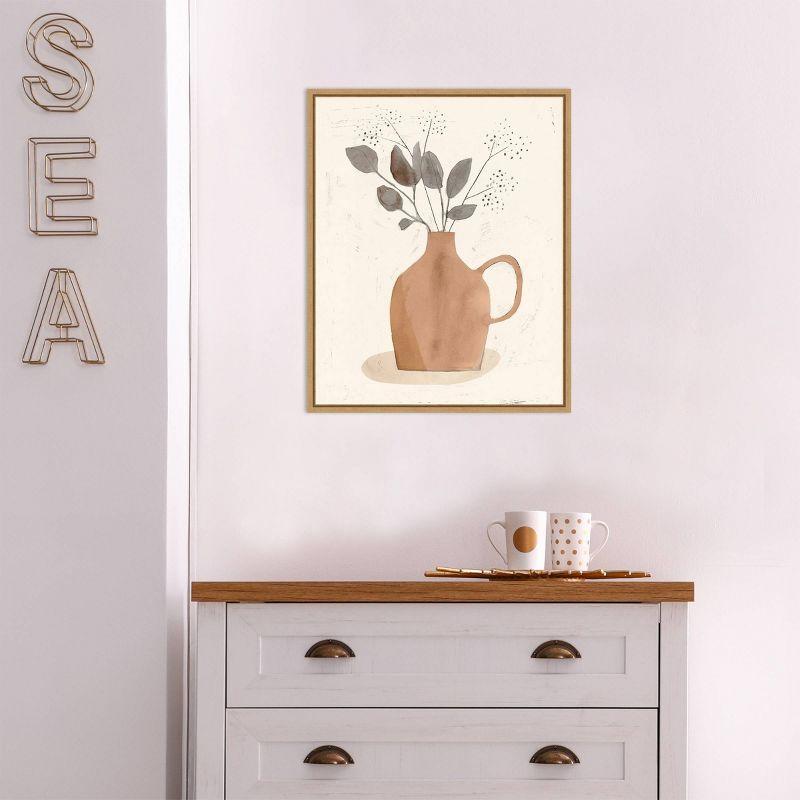 16" x 20" La Planta II Floral Vase by Victoria Barnes Framed Canvas Wall Art - Amanti Art: Botanical Lithograph, Modern Decor