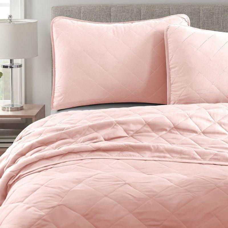 Swift Home | Essential Diamond Stitched 3-Piece Quilt Set Rose Blush Full/Queen