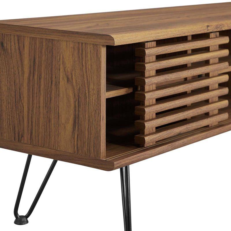 59" Render TV Stand for TVs up to 70" Walnut - Modway: Modern Media Console with Open Shelves & Metal Hardware