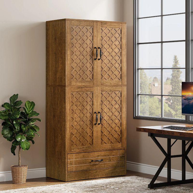 70 "Standard Storage Bookcase with Door and Drawer, Farmhouse Tall Book Cabinet