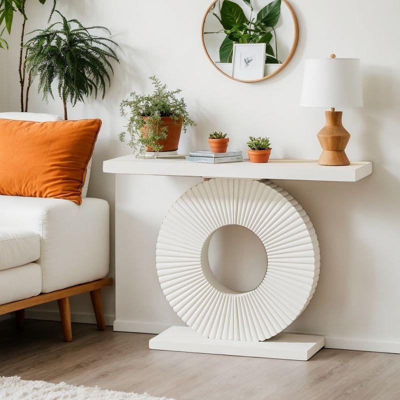 Resenkos Entryway Table, Console Sofa Table,Modern Console Table 40" Wood Sofa Table with Geometric Base,White