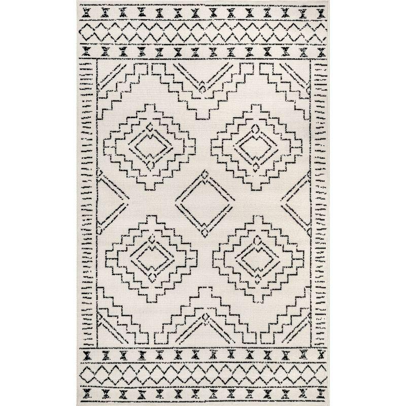 Nuloom 7x9 Noa Triabl Moroccan Indoor Area Rug, Black, Bohemian Design, Stain Resistant, BedroomLiving Room, Kitchen,