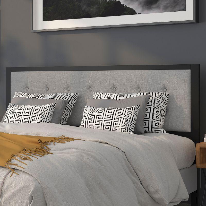 Flash Furniture Bristol Metal Tufted Upholstered King Size Headboard in Light Gray Fabric