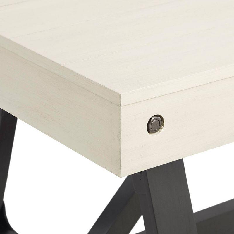 Lancaster Desk Reclaimed White: Ink+Ivy, Graphite Solid Wood Base, Large Drawer, Antique Cream Finish