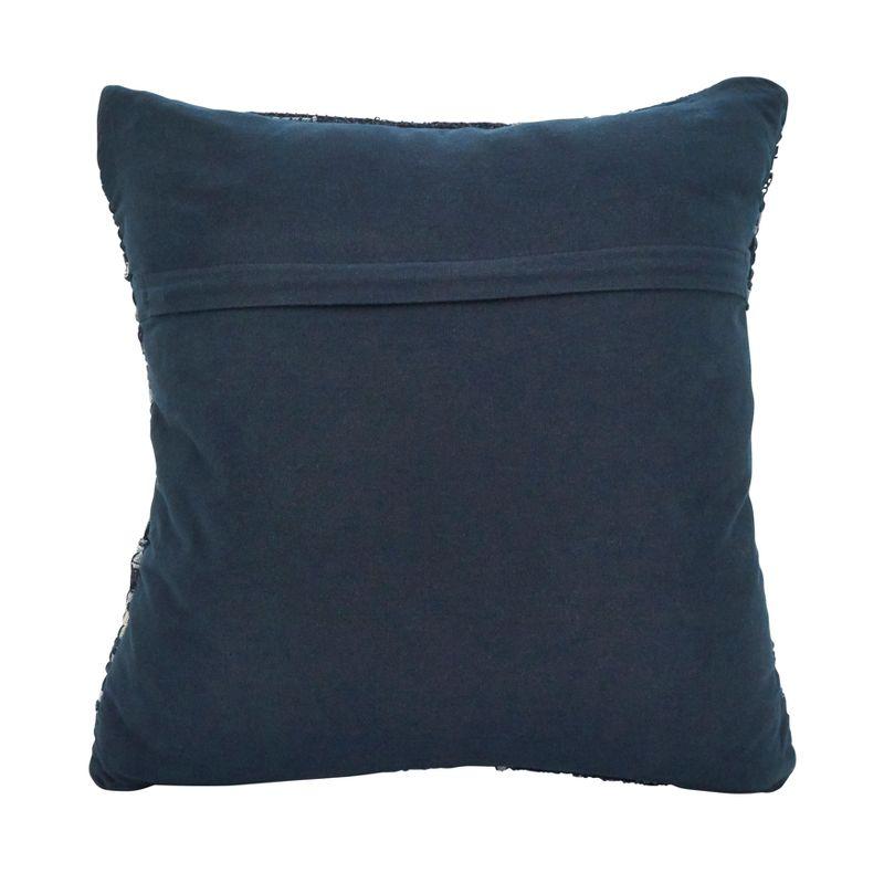 Navy Blue Denim Chindi Cotton Square Throw Pillow