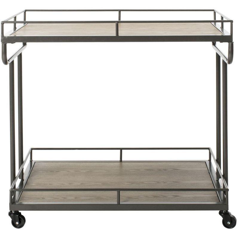 Dawson 2 Tier Rectangle Bar Cart - BCT6200A - Rustic Oak/Gunmetal - Safavieh