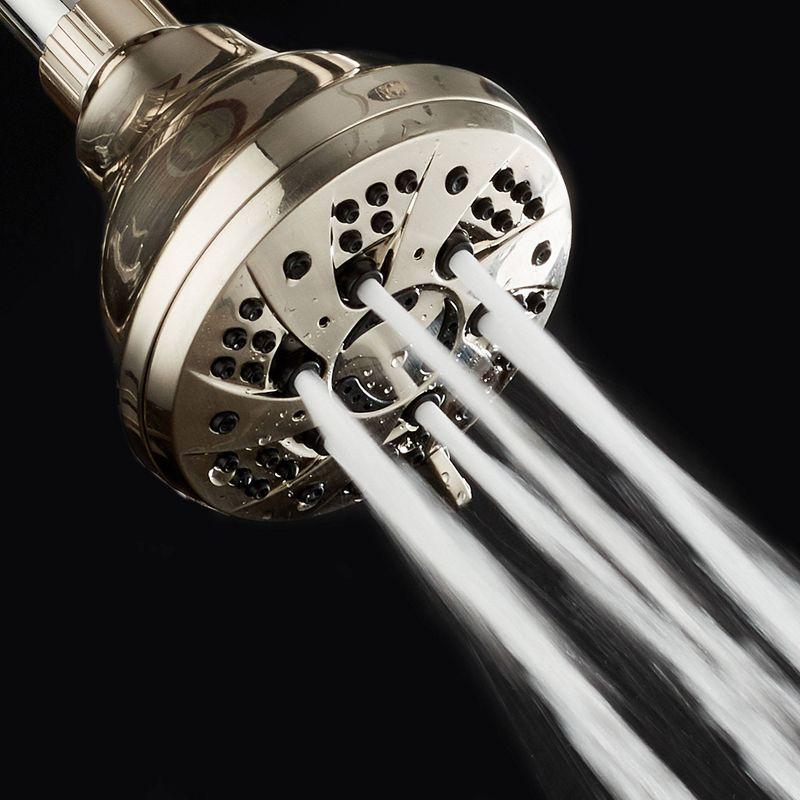 Six Setting High Pressure Luxury Spiral Shower Head with On/Off and Pause Mode Brushed Nickel - AquaDance