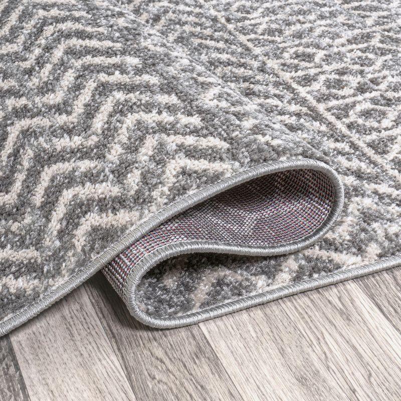 2' x 8' Arta Moroccan Modern Geometric Rug Runner Rug, Gray/Cream - JONATHAN Y