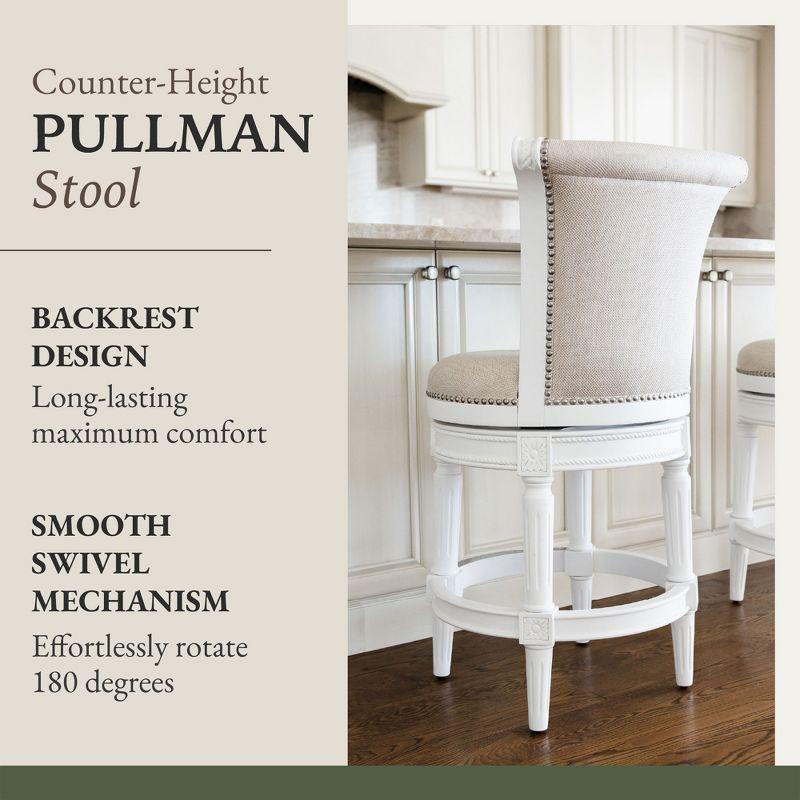 Maven Lane Pullman Swivel Upholstered Kitchen Stool, Set of 3