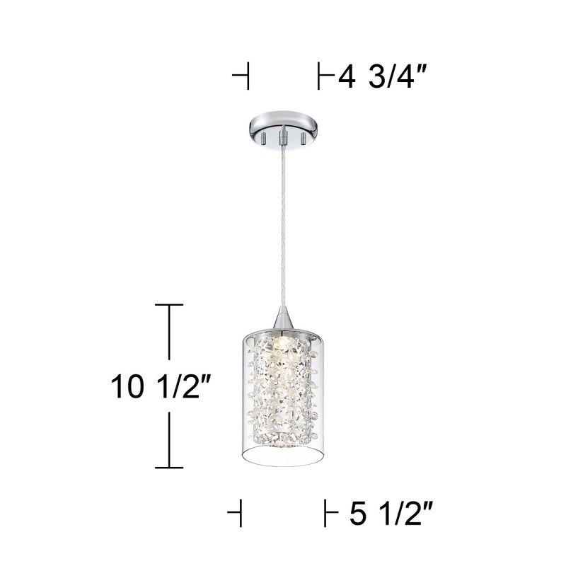 Possini Euro Design Enya Chrome Mini Pendant 5 1/2" Wide Modern Dimmable LED Crystal Clear Glass for Dining Room House Foyer Kitchen Island Entryway